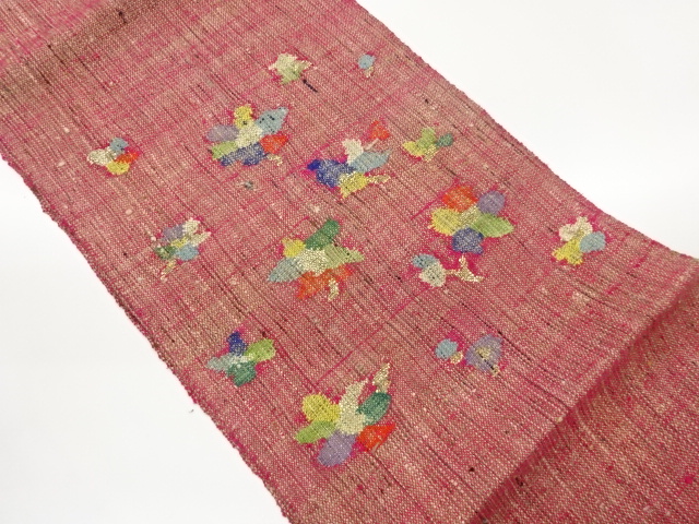 JAPANESE NAGOYA OBI / PULP CLOTH / TSUMUGI / WOVEN FLOWERS